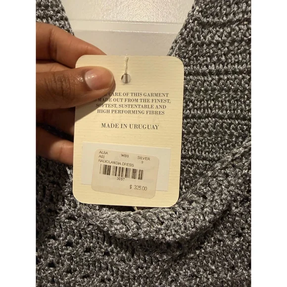 Women's ALBA Silver Radiolandia Crochet Mini Dress L - Picture 6 of 6